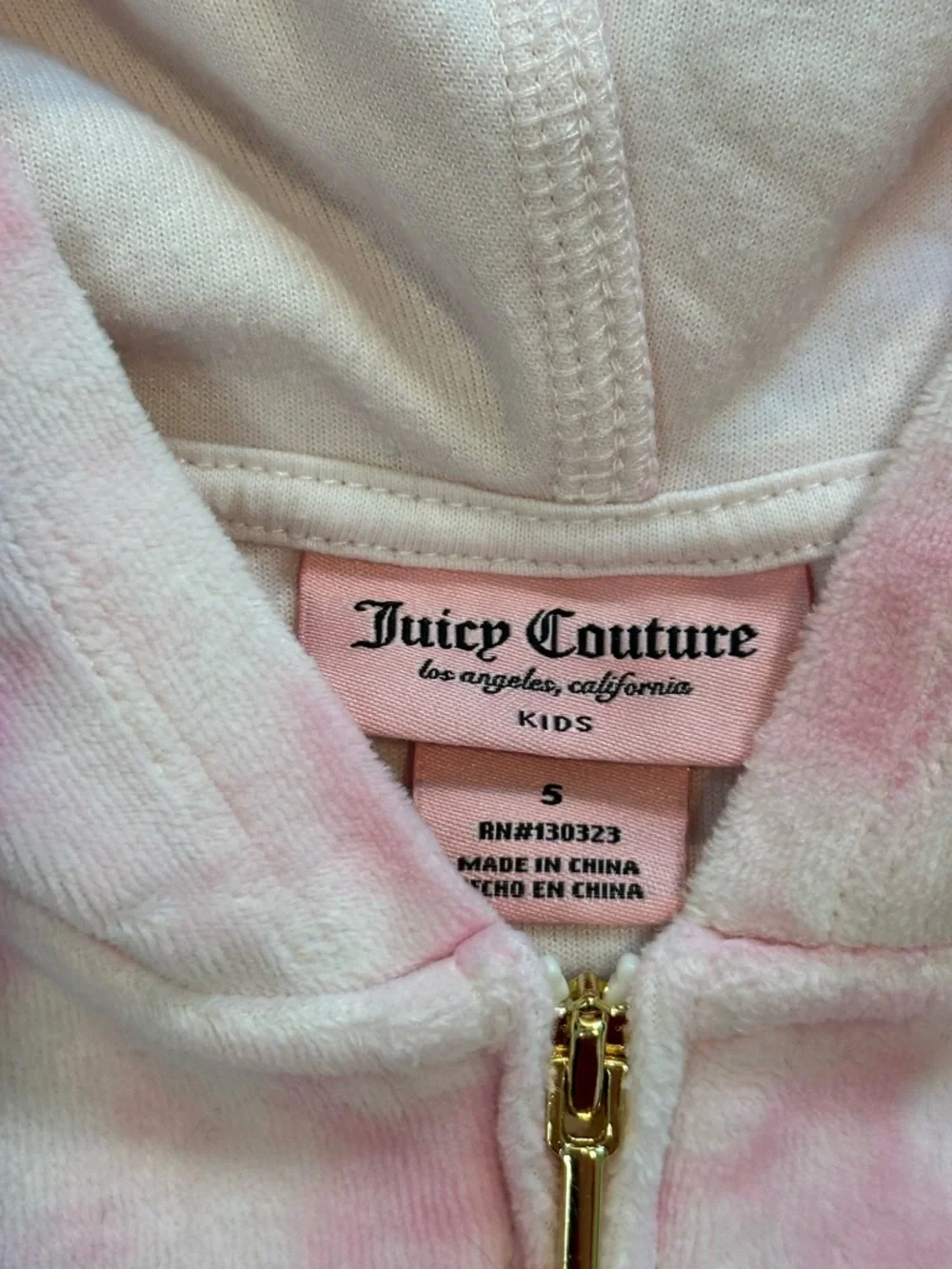 Juicy Couture Pink and White Tie Die Hoodie Girls 5 - Picture 4 of 4
